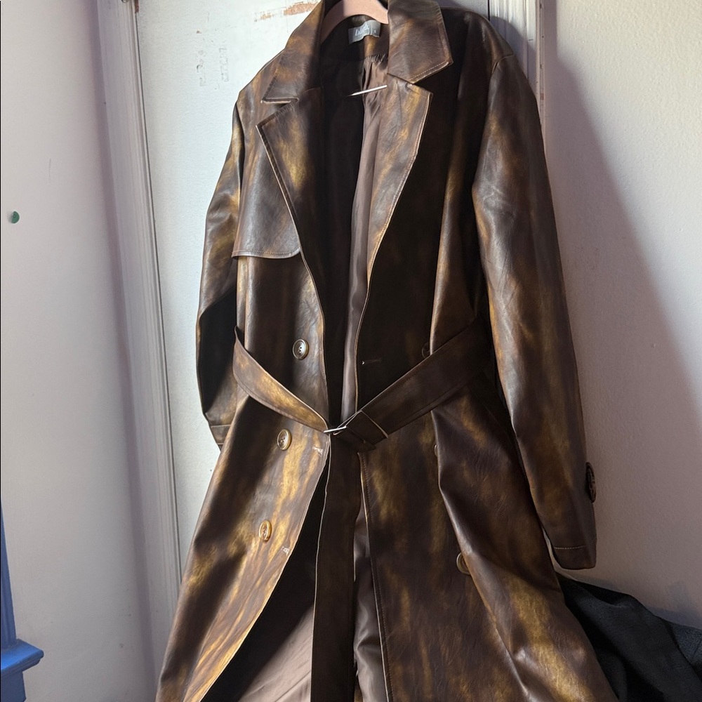 Lands' End Distressed Brown Leather Jacket